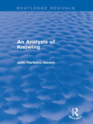 cover image of An Analysis of Knowing